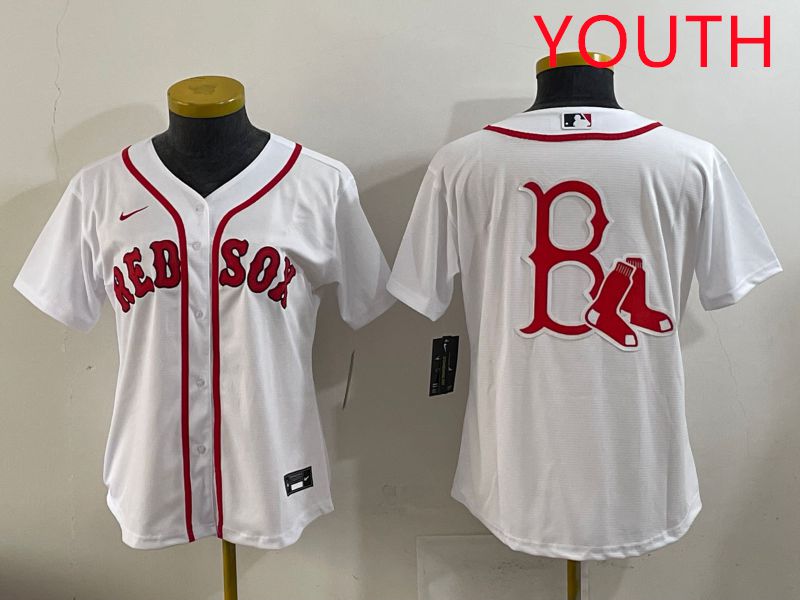 Youth 2025 Boston Red Sox Blank White Game Nike MLB Jersey style 5->youth mlb jersey->Youth Jersey